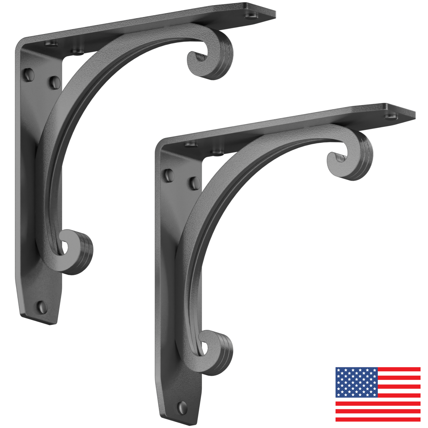 Starby Southern Charm Heavy Duty Steel Fireplace Mantel Brackets, Floating Shelf, Countertop Support - Hand Welded (2 Pack)