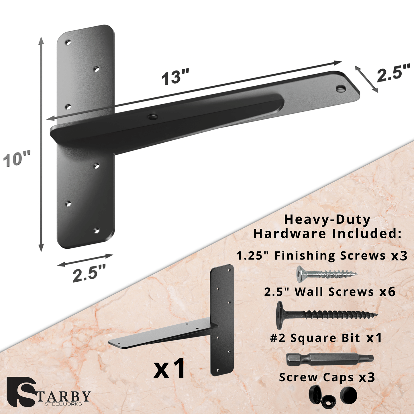 Ultimate Heavy-Duty Floating Granite Bracket - Premium T-Bracket for Cantilever Shelving | Strong, Invisible Support for Free Hanging Countertop Shelf Bench| Made in USA | Sleek Seamless DIY Design | Lifetime Warranty (1-PACK)
