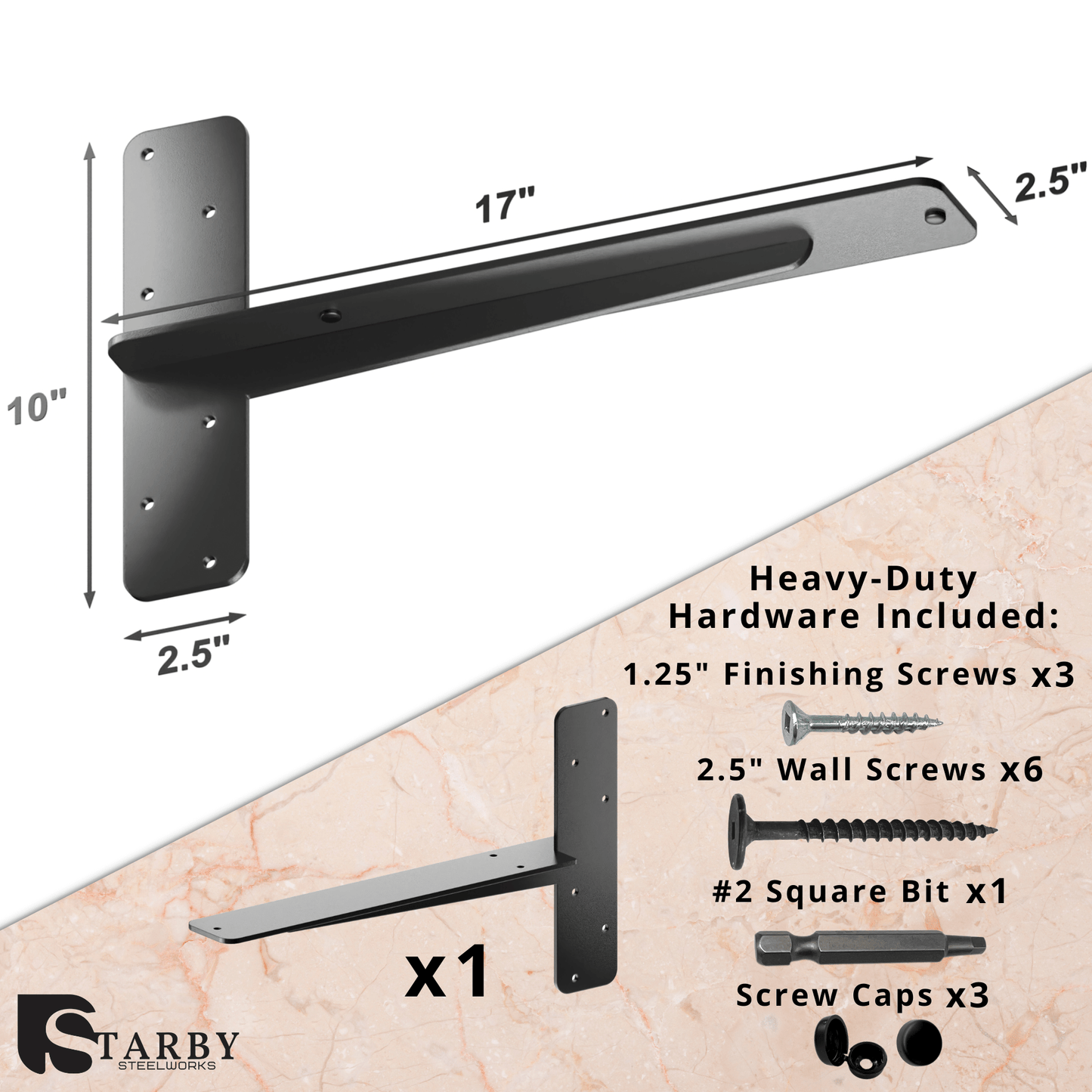 Ultimate Heavy-Duty Floating Granite Bracket - Premium T-Bracket for Cantilever Shelving | Strong, Invisible Support for Free Hanging Countertop Shelf Bench| Made in USA | Sleek Seamless DIY Design | Lifetime Warranty (1-PACK)