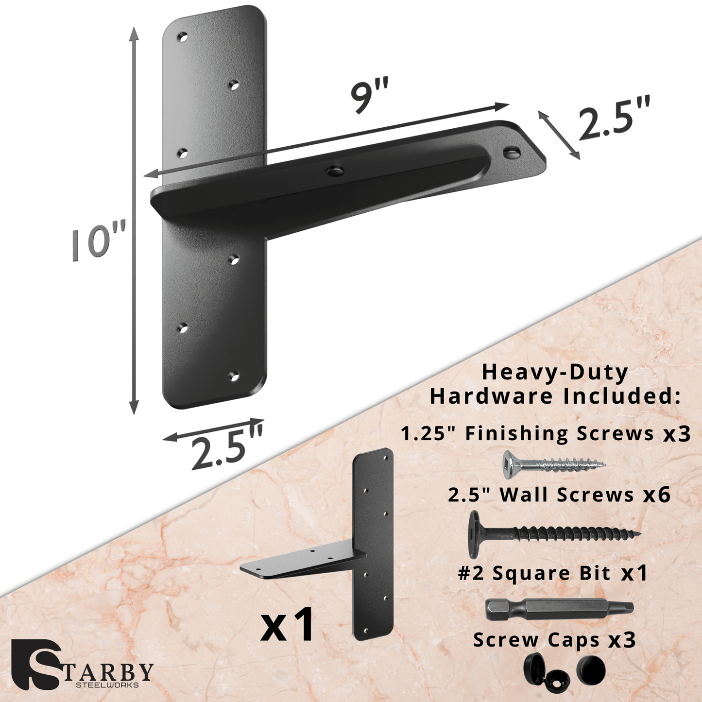 Ultimate Heavy-Duty Floating Granite Bracket - Premium T-Bracket for Cantilever Shelving | Strong, Invisible Support for Free Hanging Countertop Shelf Bench| Made in USA | Sleek Seamless DIY Design | Lifetime Warranty (1-PACK)