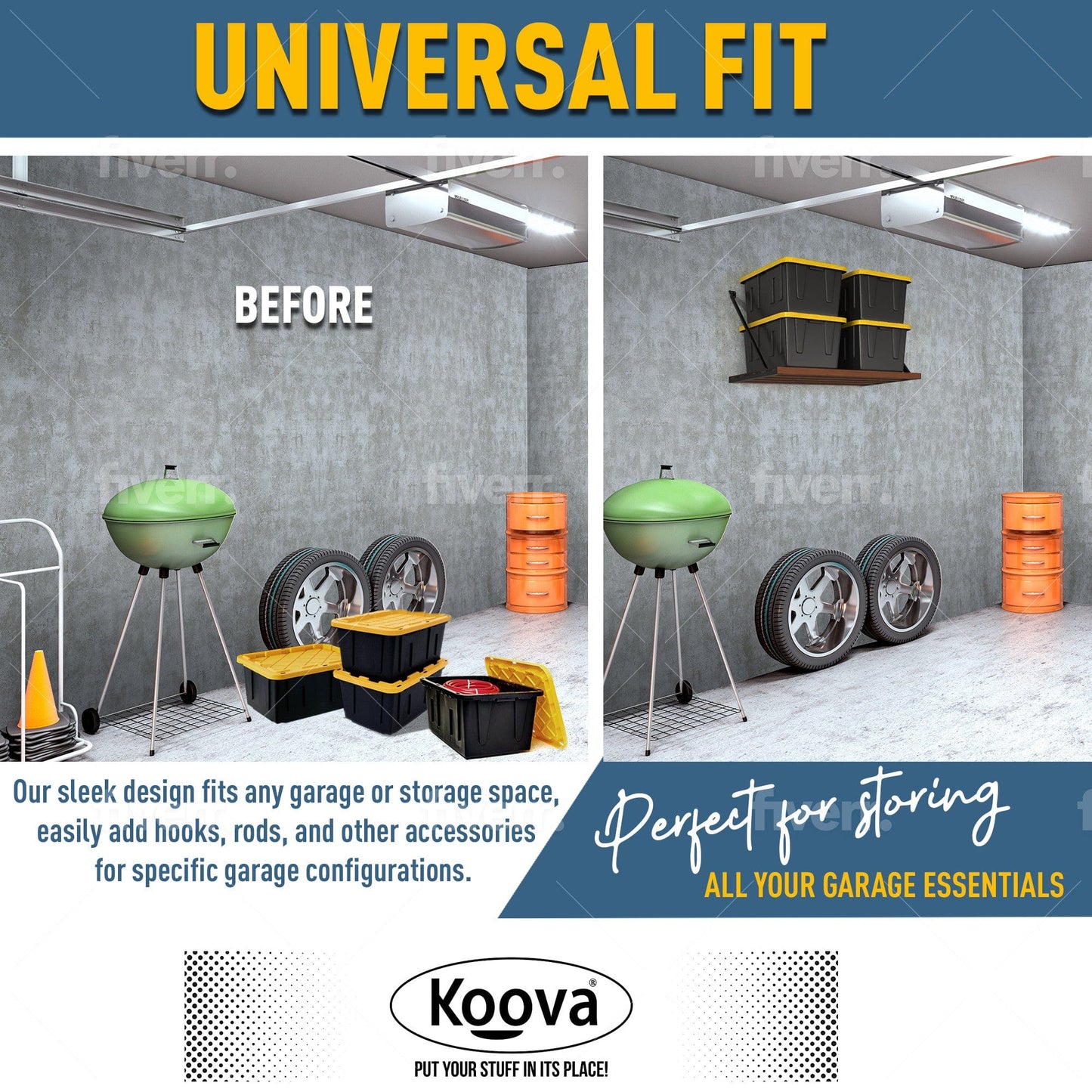 Koova DIY Shelf Universal Garage Storage System Kit