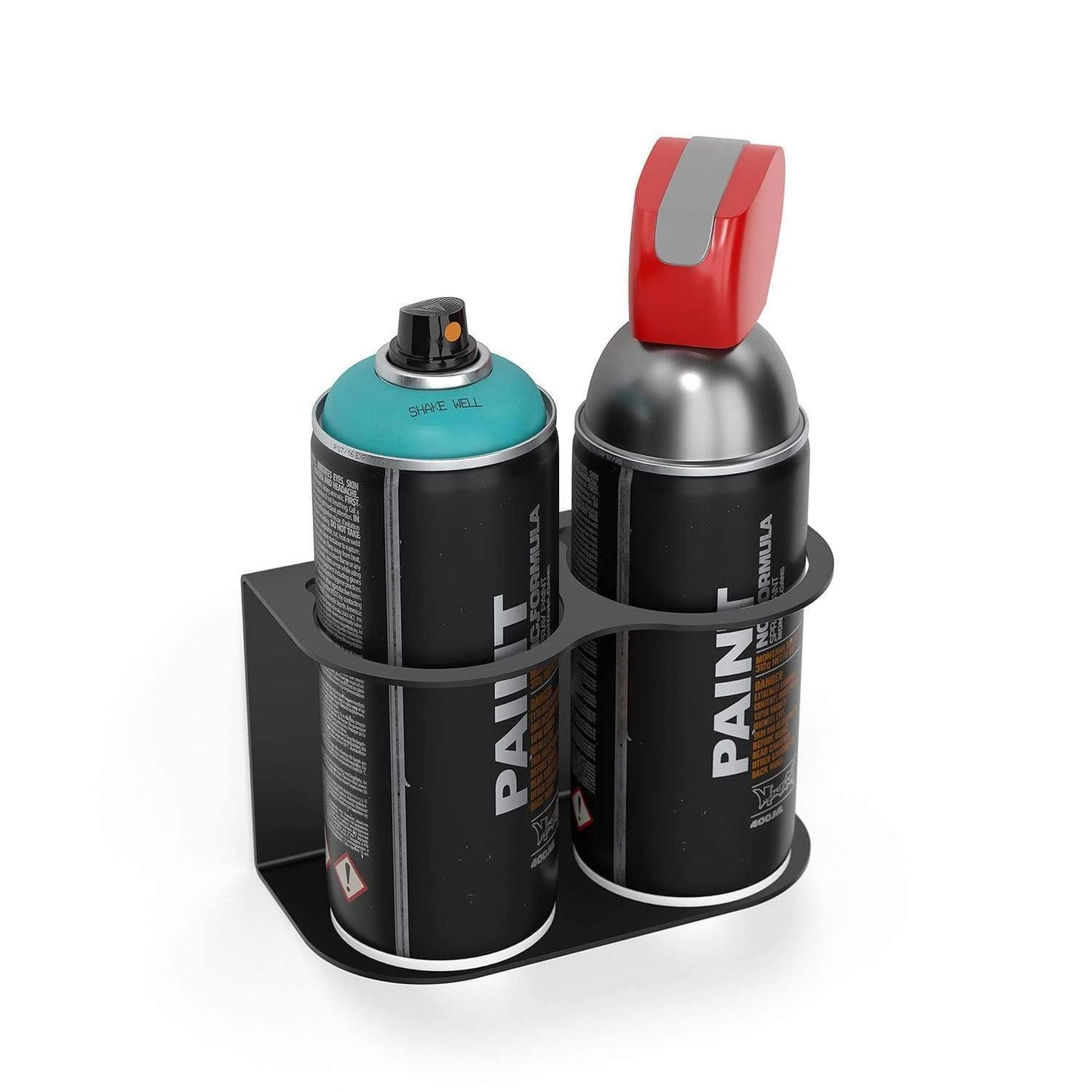 Two spray paint can holder for garage - mount aerosol cans on the hobby room wall