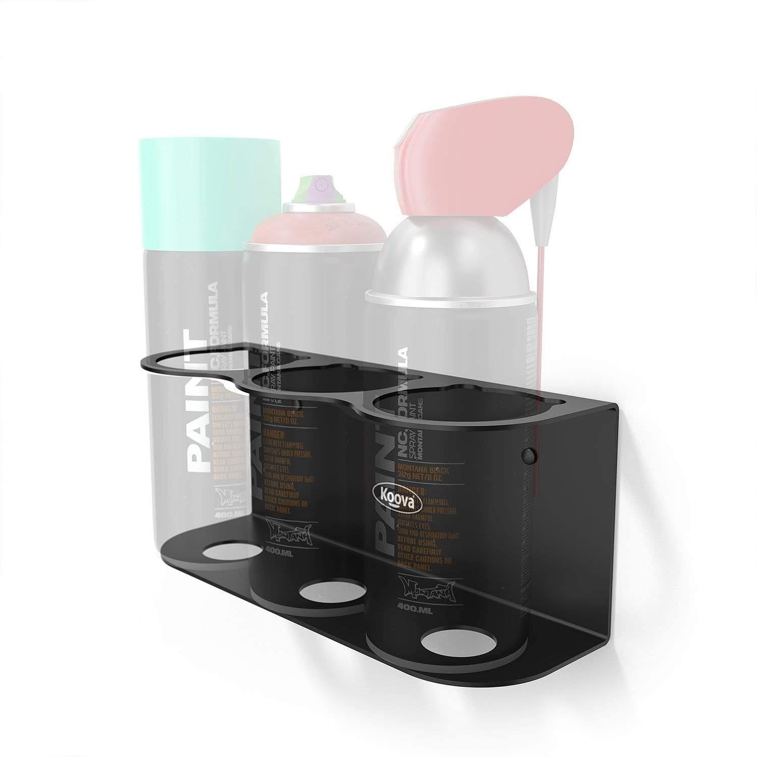3 spray can wall mount holder for spray paint cans, lubrication cans, and spray glue