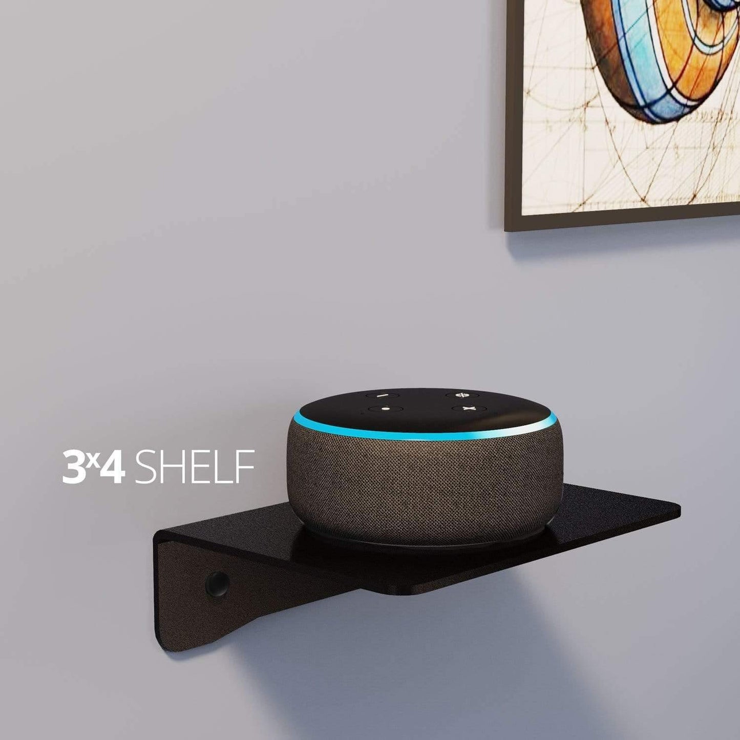 Small wall mounted shelf for home, office and garage - 3x4 in use