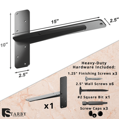 Ultimate Heavy-Duty Floating Granite Bracket - Premium T-Bracket for Cantilever Shelving | Strong, Invisible Support for Free Hanging Countertop Shelf Bench| Made in USA | Sleek Seamless DIY Design | Lifetime Warranty (1-PACK)