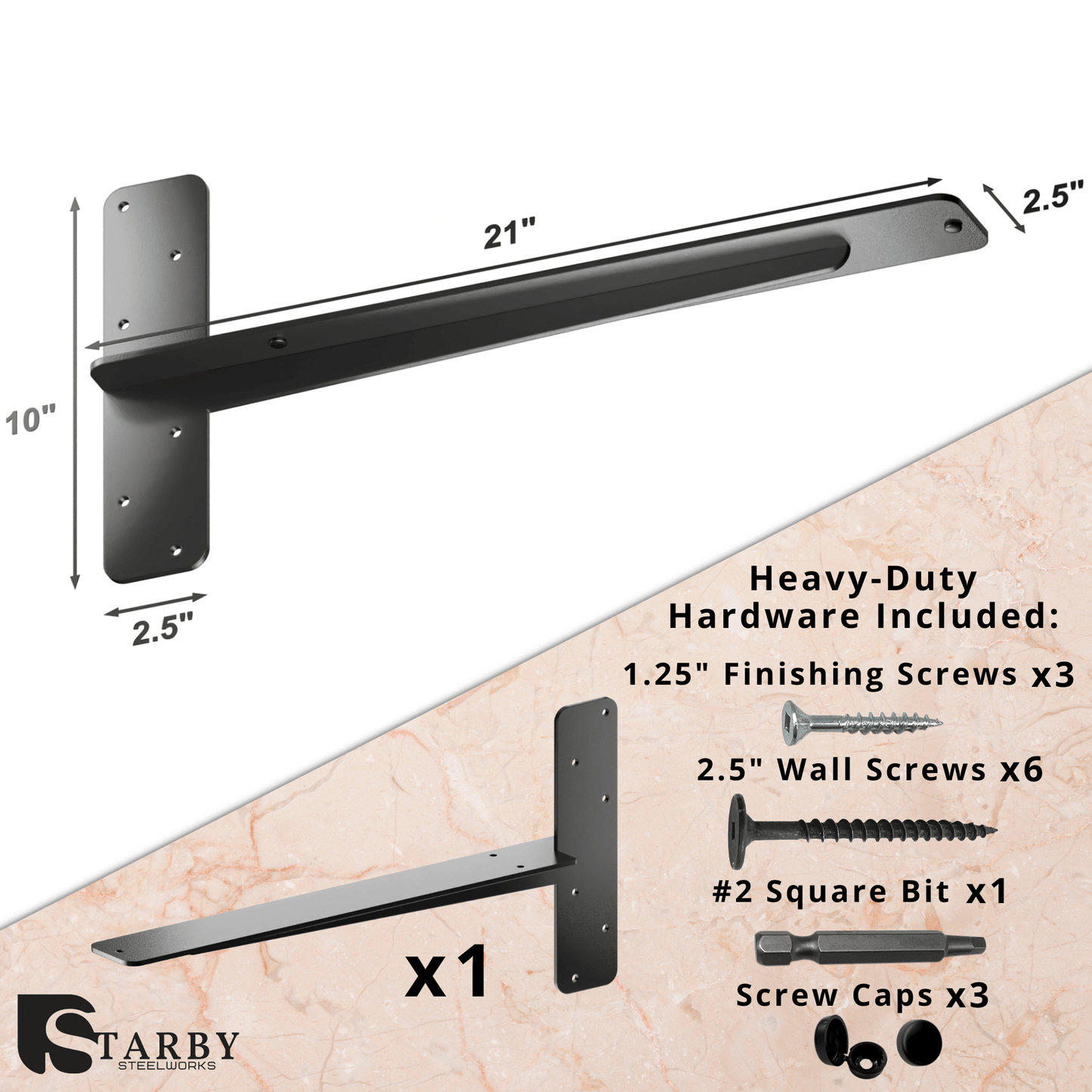 Ultimate Heavy-Duty Floating Granite Bracket - Premium T-Bracket for Cantilever Shelving | Strong, Invisible Support for Free Hanging Countertop Shelf Bench| Made in USA | Sleek Seamless DIY Design | Lifetime Warranty (1-PACK)