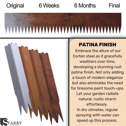 Cor-Ten Steel Landscape Edging with Weathering Rust Patina Finish (5-Pack)