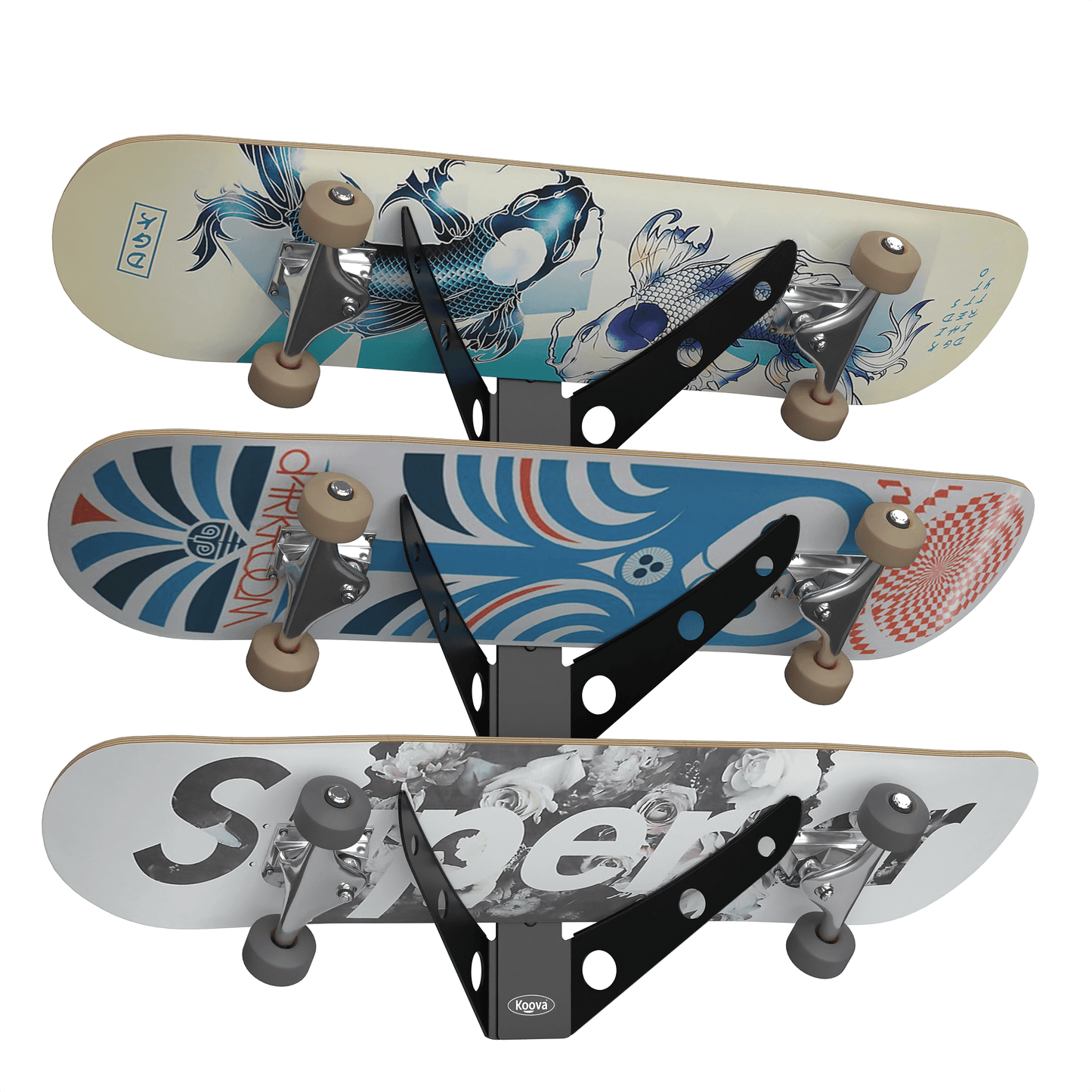 Skateboard Rack for 1, 2 or 3 Skate Decks - Koova