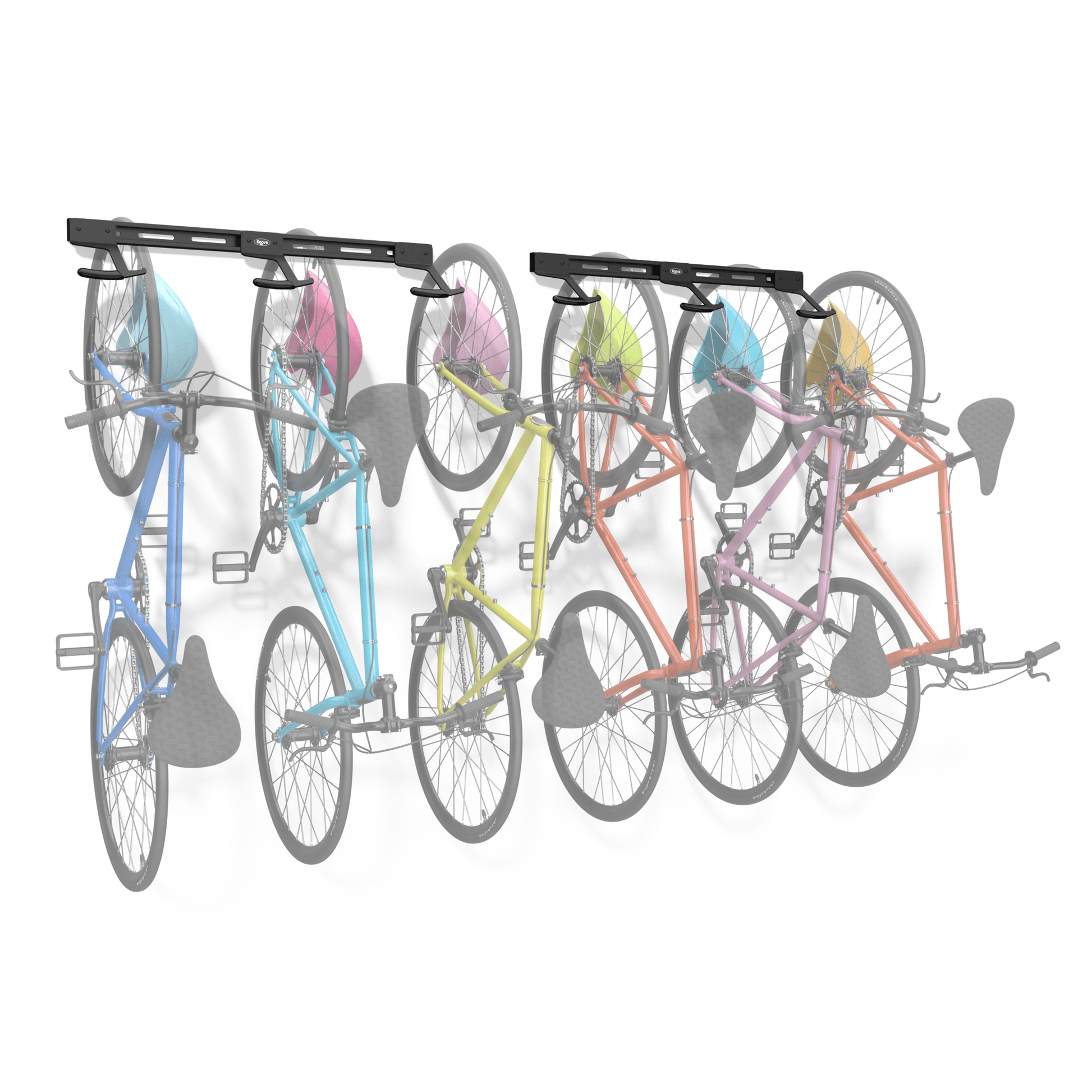Wall mounted bike rack for up to 6 bikes Easy garage storage Koova