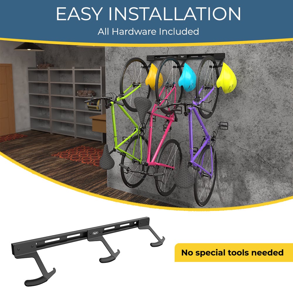 Wall Mounted Bike Rack for 3 Bikes