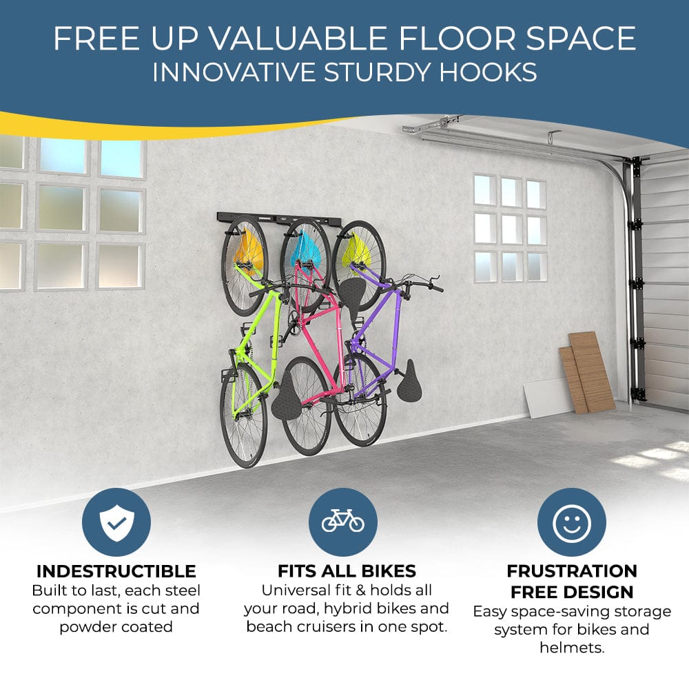 Wall Mounted Bike Rack for 3 Bikes