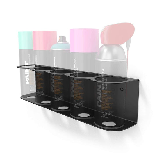 Store up to 5 aerosol spray cans with the wall mounted can holder by Koova