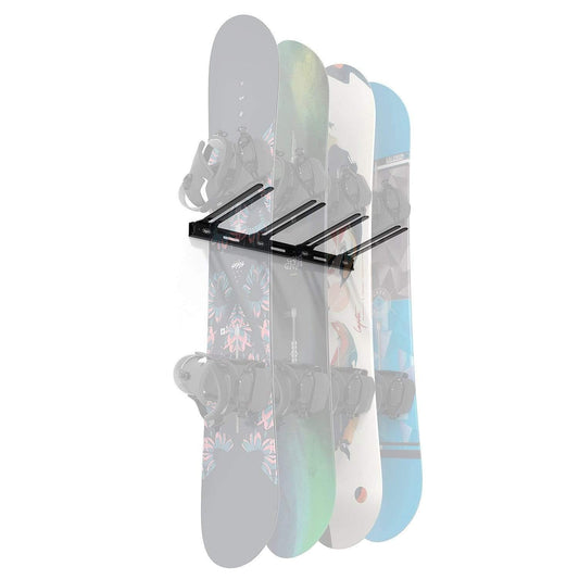Wall mounted snowboard rack that fits up to 4 snowboards