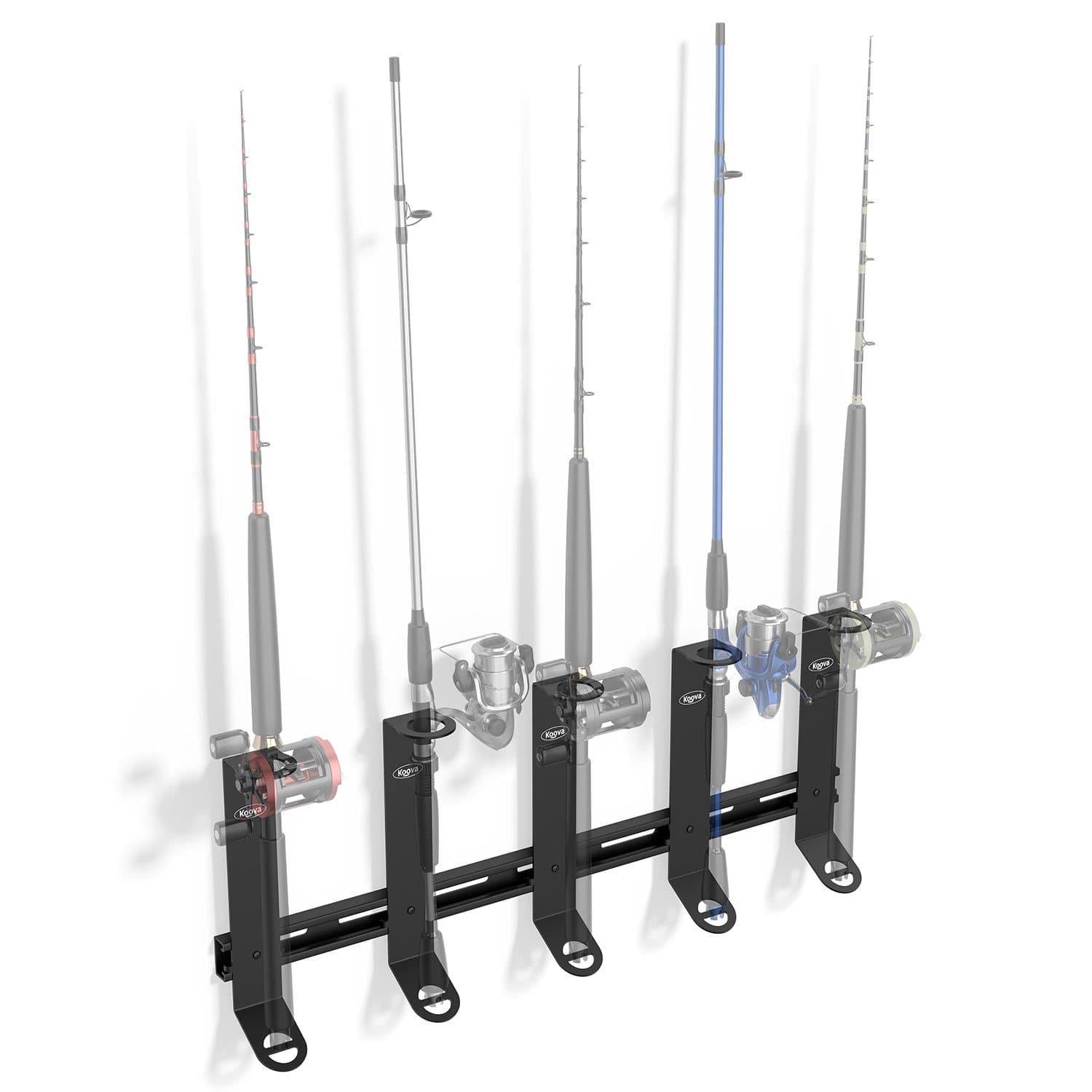 Wall-mounted fishing rod holder with LED light