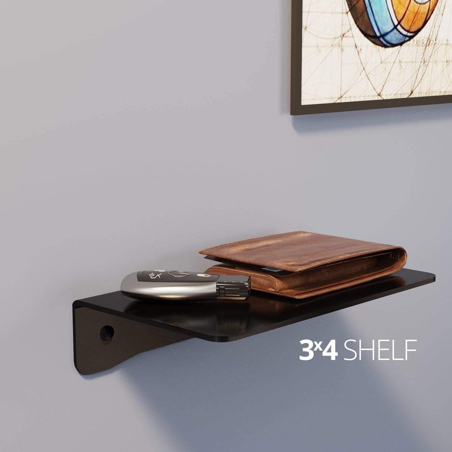 Small wall mounted shelf for home, office and garage - 3x4 shelf in use in room